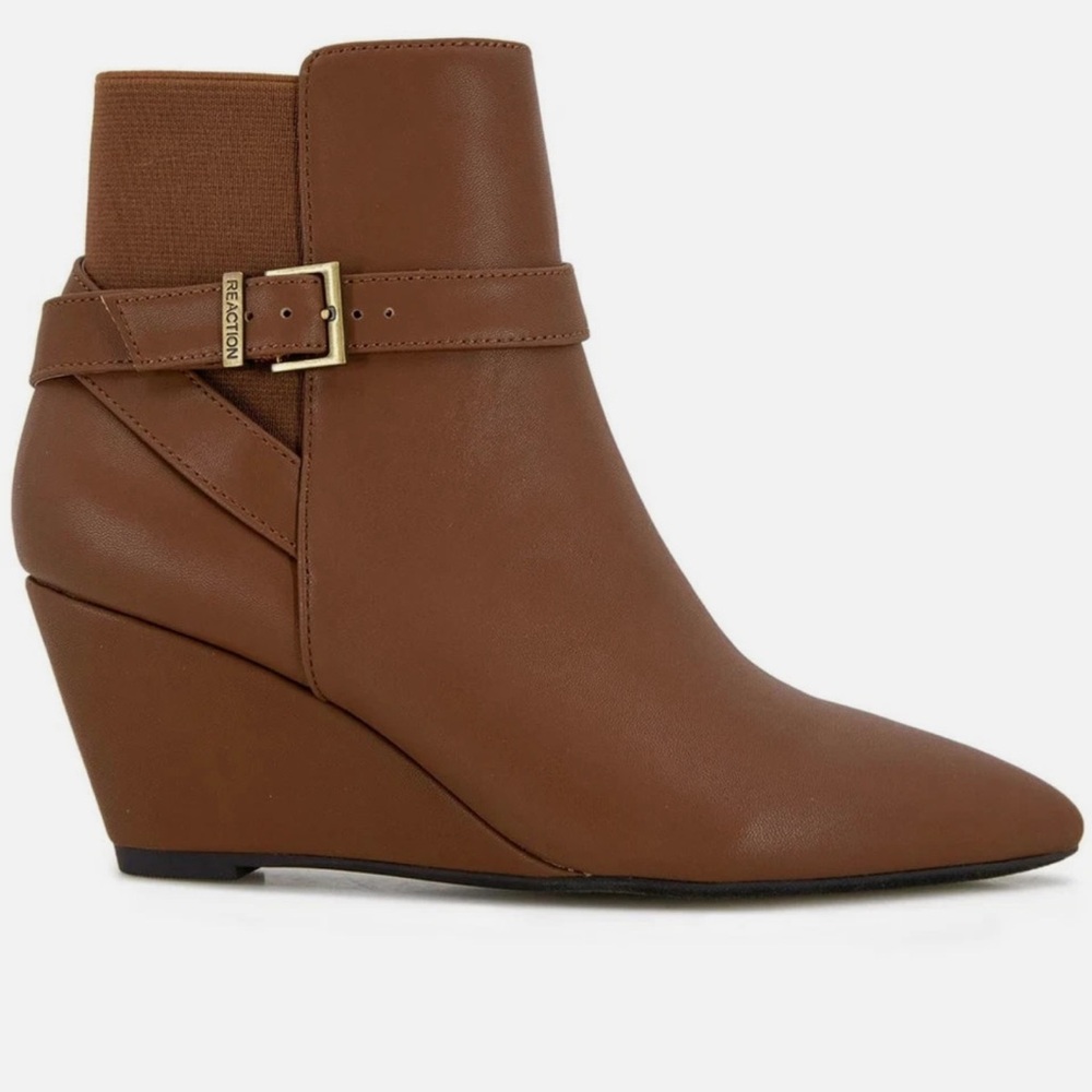 NWT Kenneth Cole Reaction Women’s Emmie Brown Wedge Boot Size 9 - Picture 1 of 13